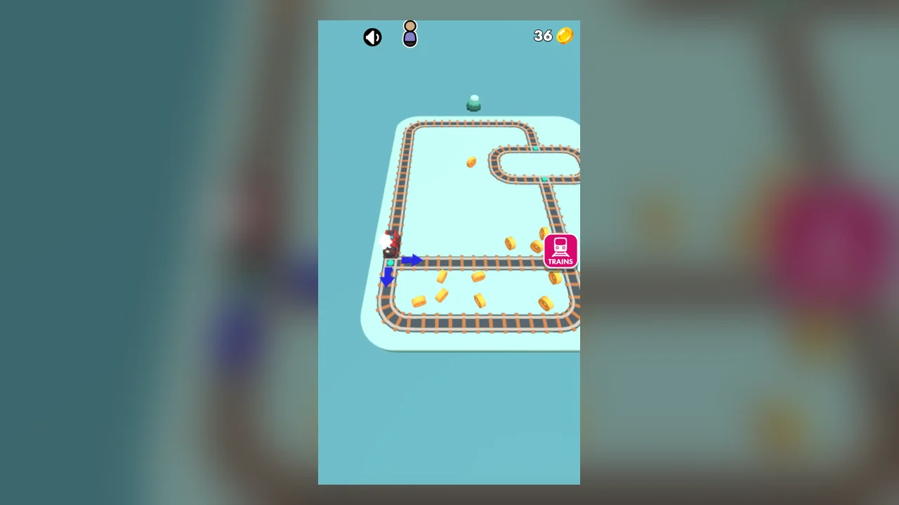 Train Master railway level with collectible gold coins